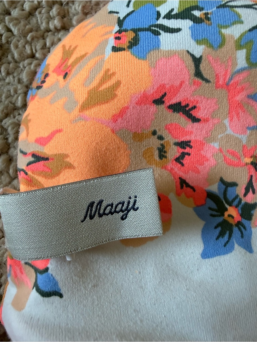 Maaji  Reversible Coral Pink And Floral Textured Bikini (2 Piece set) - Picture 2 of 6
